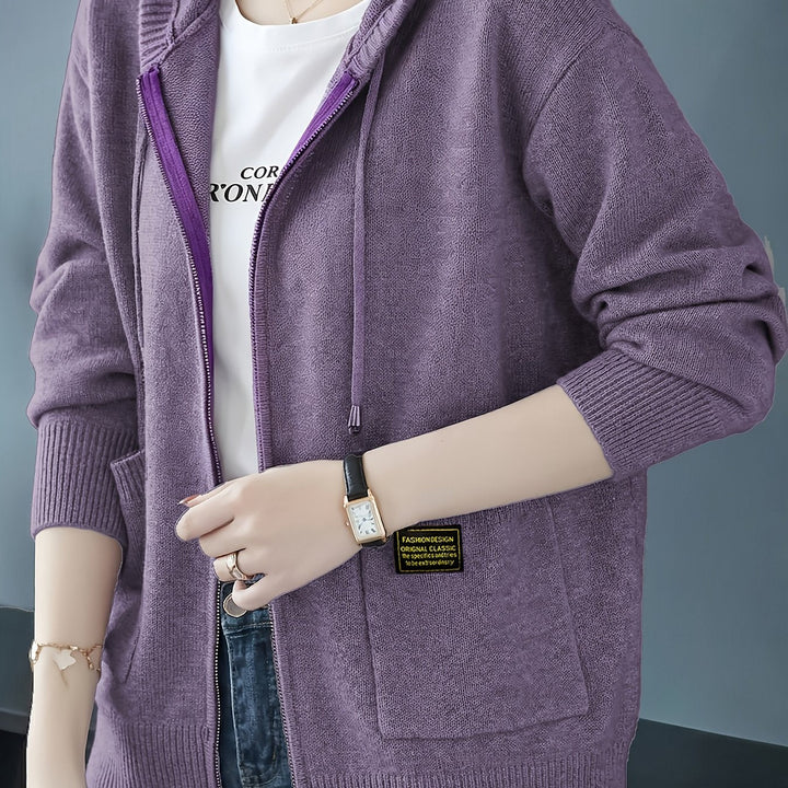 Rilena – à capuche avec cordon de serrage en maille de viscose, cardigan