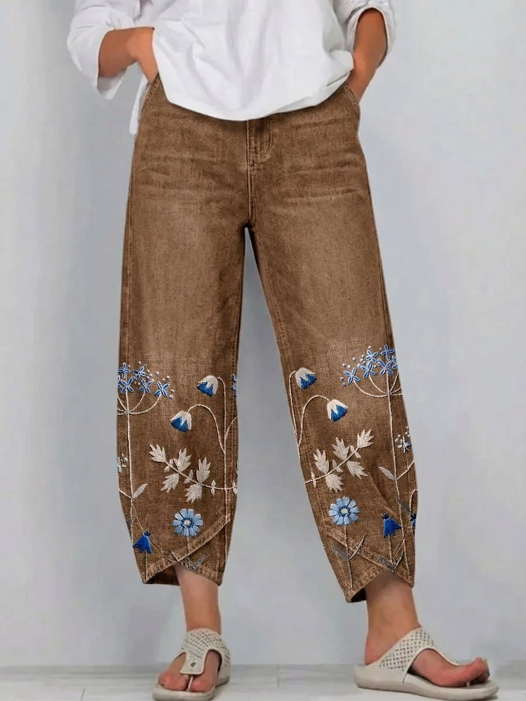 Anvera – pantalon en coton brodé