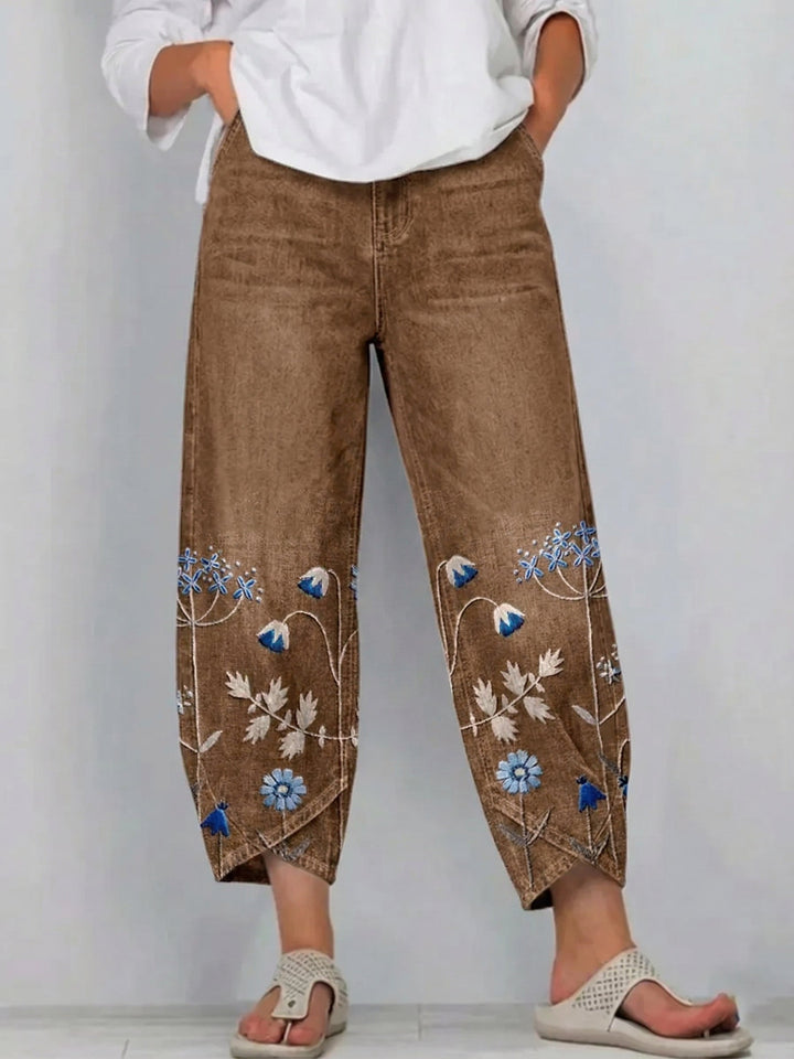 Anvera – pantalon en coton brodé