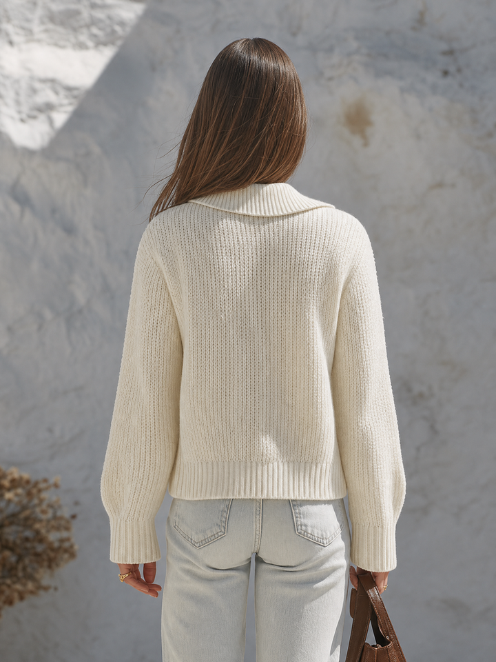 Virela – Veste en tricot à patte de boutonnage rayée
