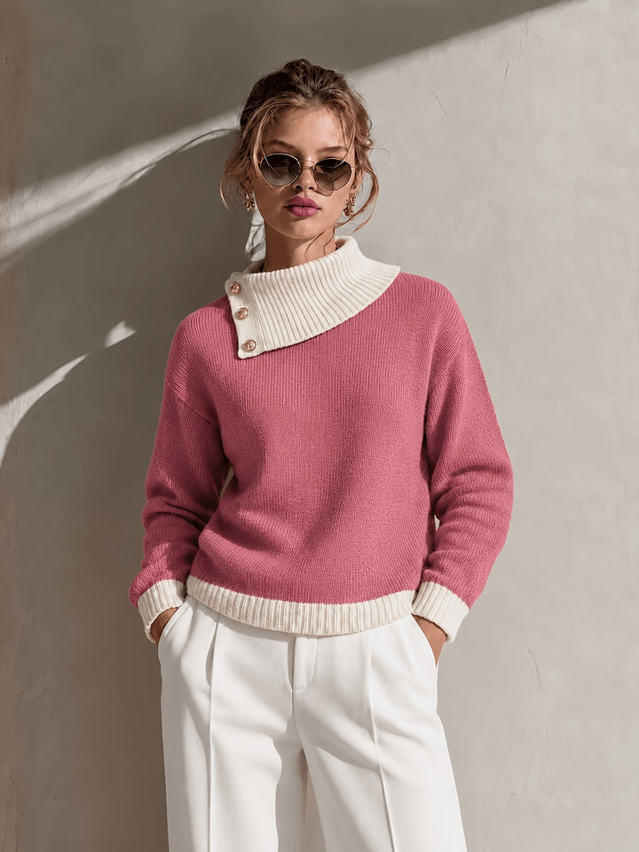 Calira – Pull en tricot à col asymétrique
