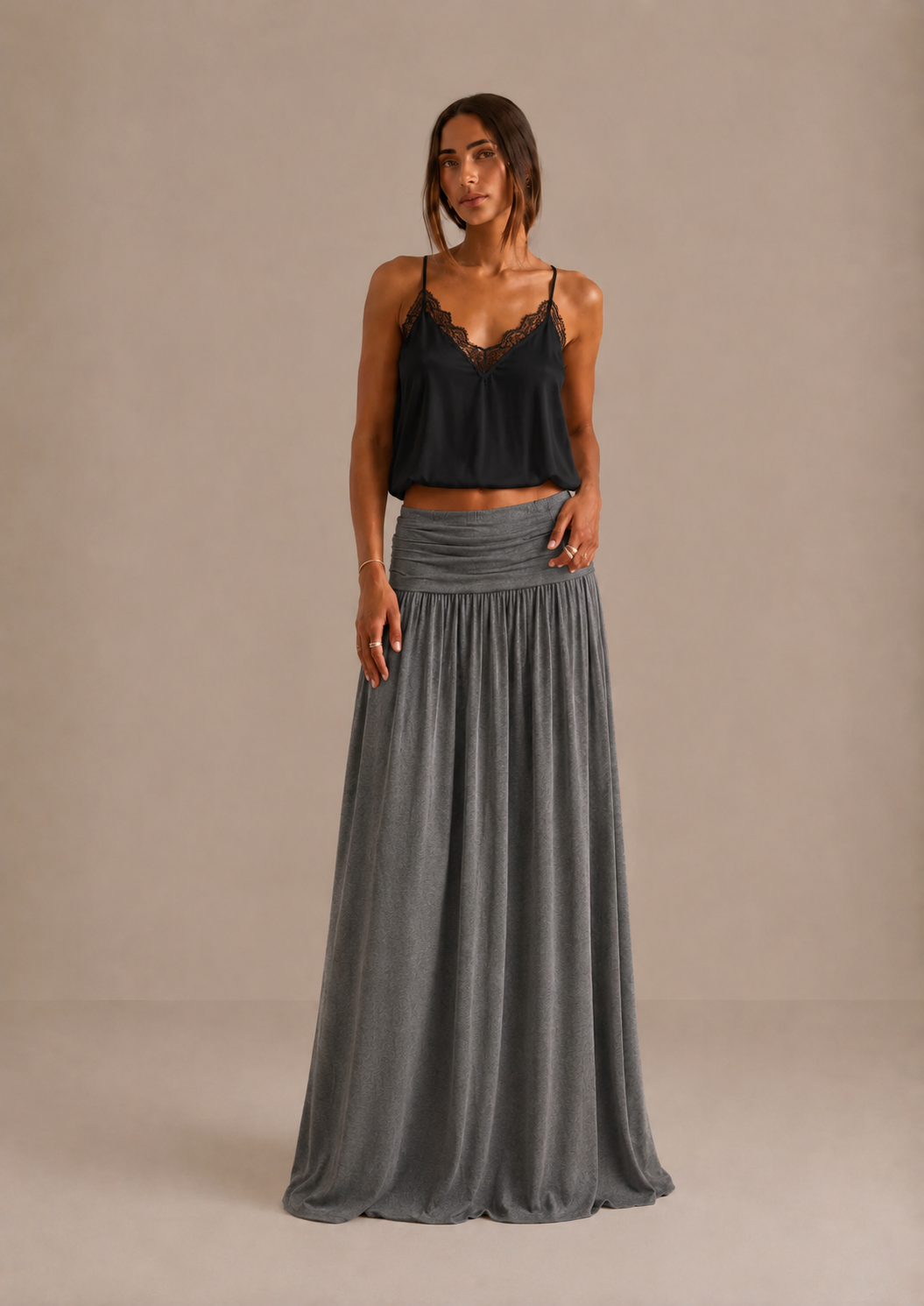 Orlise – jupe à taille froncée
