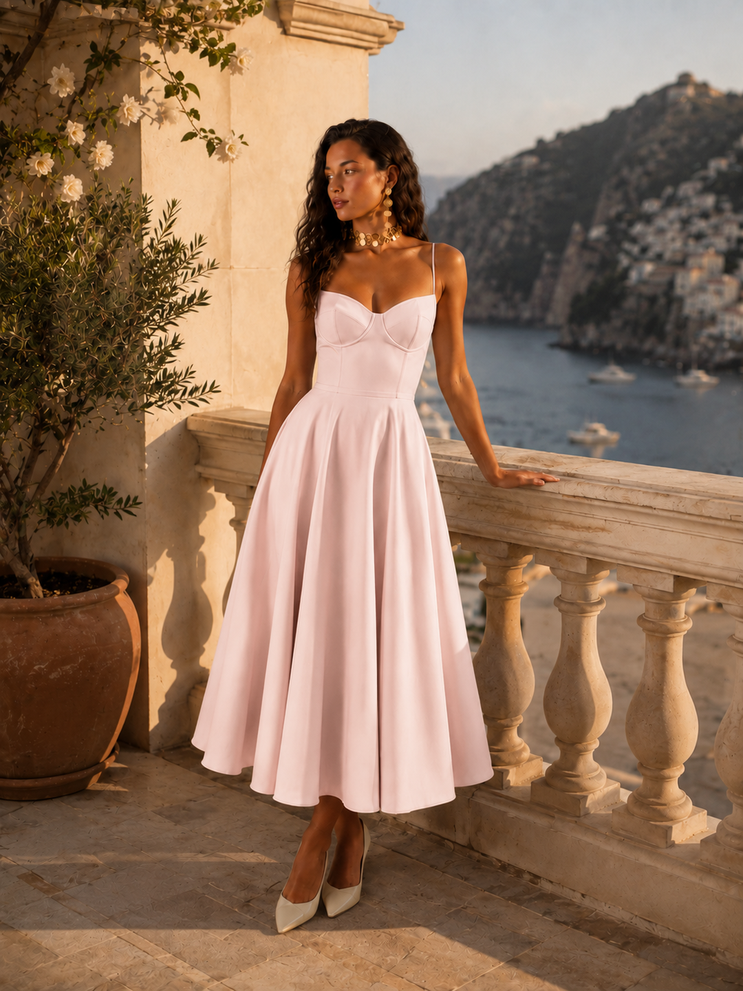 Averla – Robe en tissu technique à décolleté en cœur