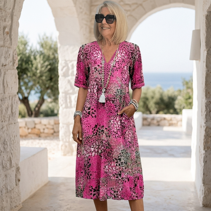 Navira – robe trapèze midi en mélange de coton