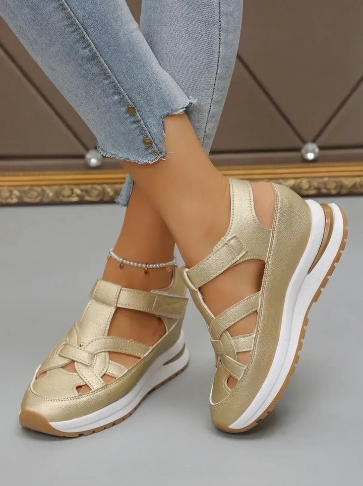 Orlise – fermeture Velcro, semelle en caoutchouc, sandales à talon compensé