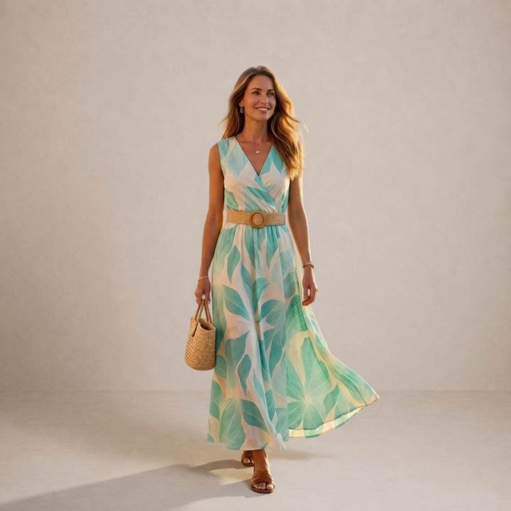 Nivora – cache-cœur en jersey, robe maxi