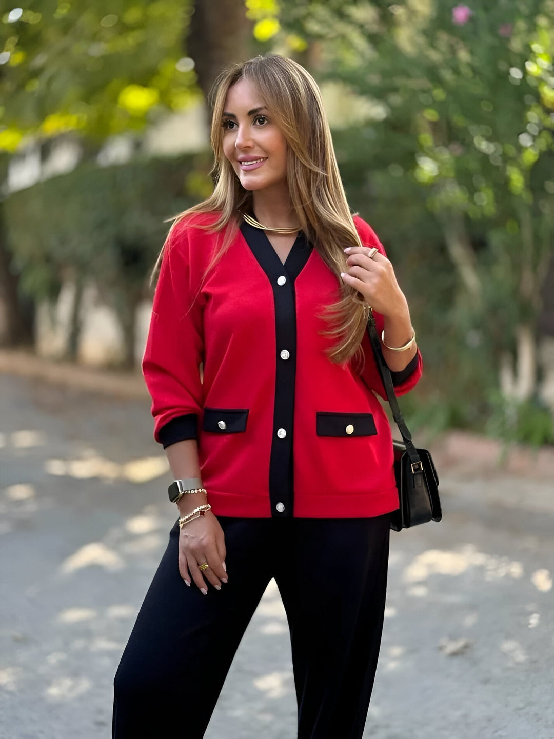 Evoria – ensemble en maille cardigan-pantalon sur mesure