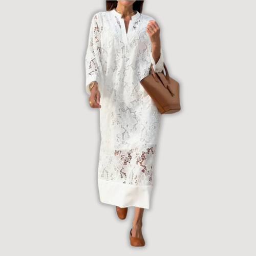 Mevara – Robe maxi en dentelle transparente