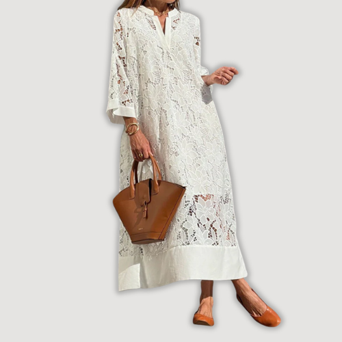 Mevara – Robe maxi en dentelle transparente