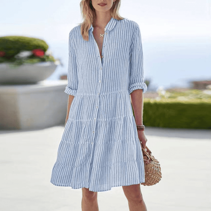 Soreli – Robe midi rayée à boutons