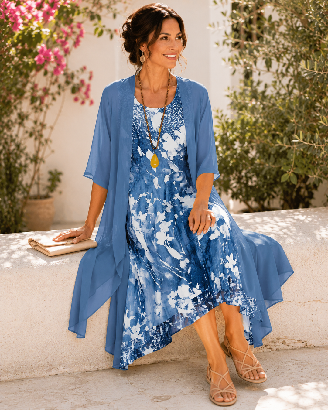 Noreli – Robe midi tissée double épaisseur