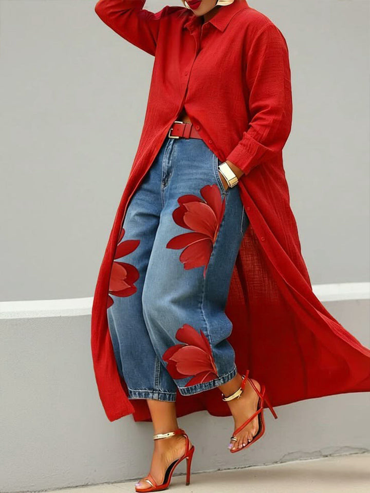 Nivara – ensemble en denim à motif floral