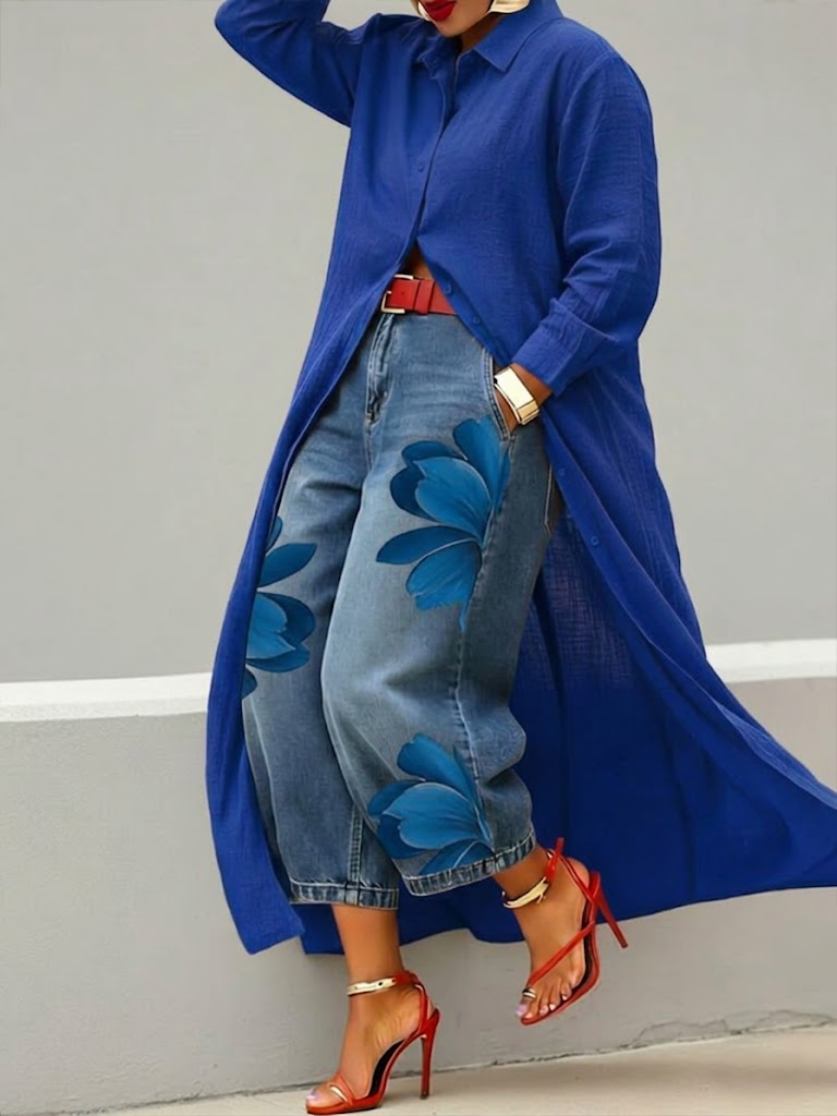 Nivara – ensemble en denim à motif floral