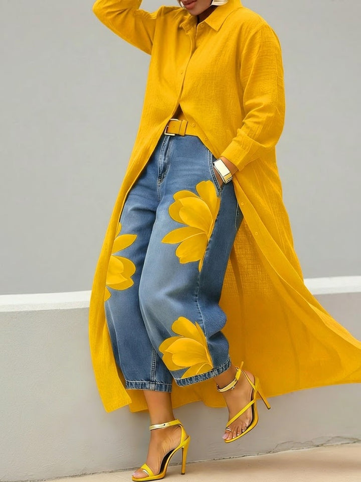Nivara – ensemble en denim à motif floral