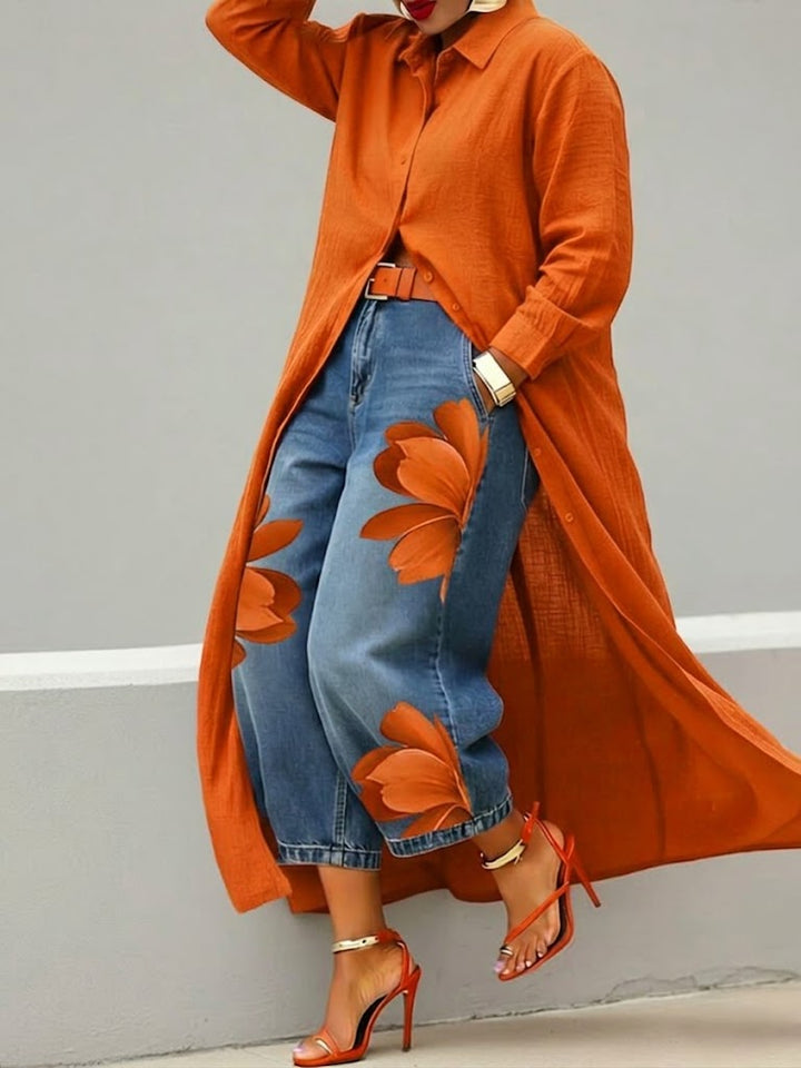 Nivara – ensemble en denim à motif floral