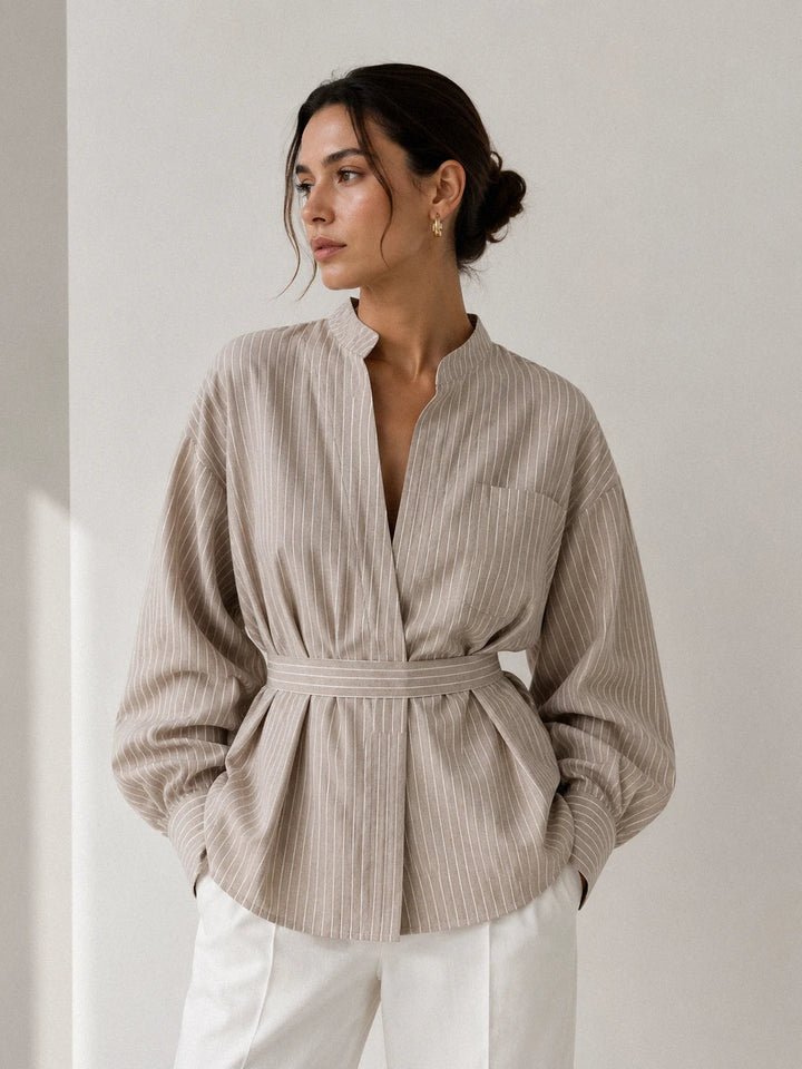 Ivessa – Chemise en mélange de coton à col asymétrique