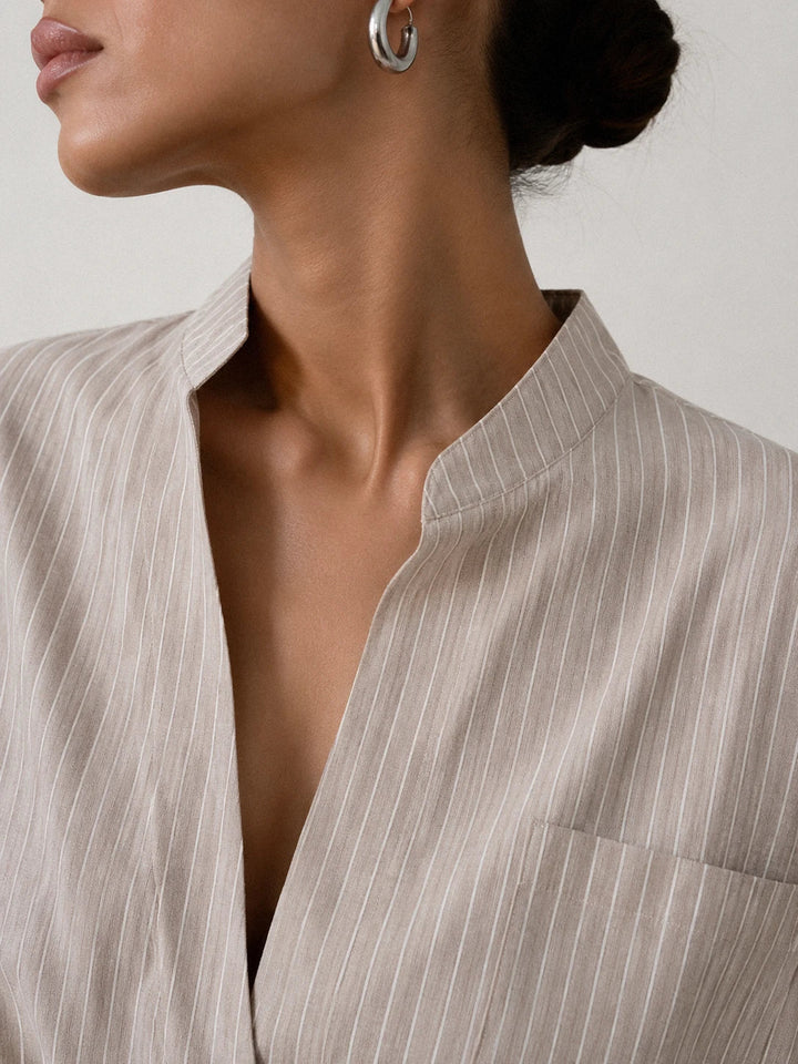 Ivessa – Chemise en mélange de coton à col asymétrique