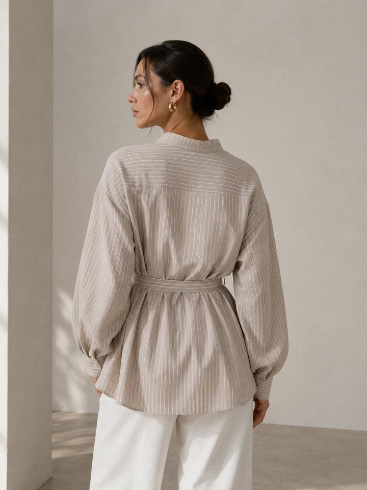Ivessa – Chemise en mélange de coton à col asymétrique