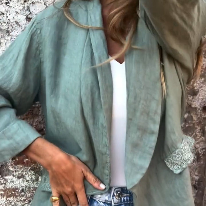Ilyra – Blazer ouvert sur le devant en lin-coton