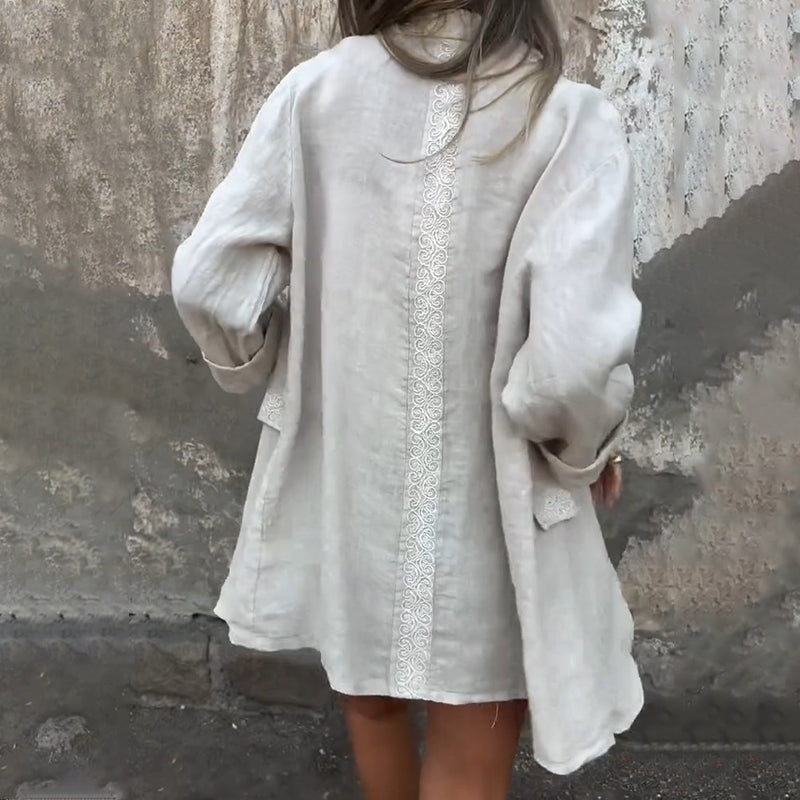 Ilyra – Blazer ouvert sur le devant en lin-coton