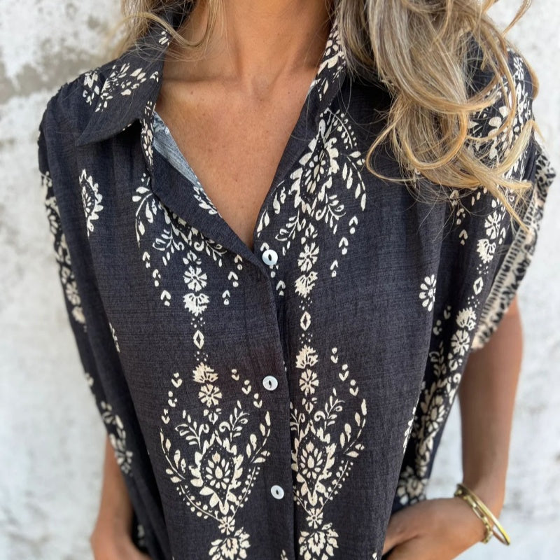 Serava – robe en coton-lin à col V
