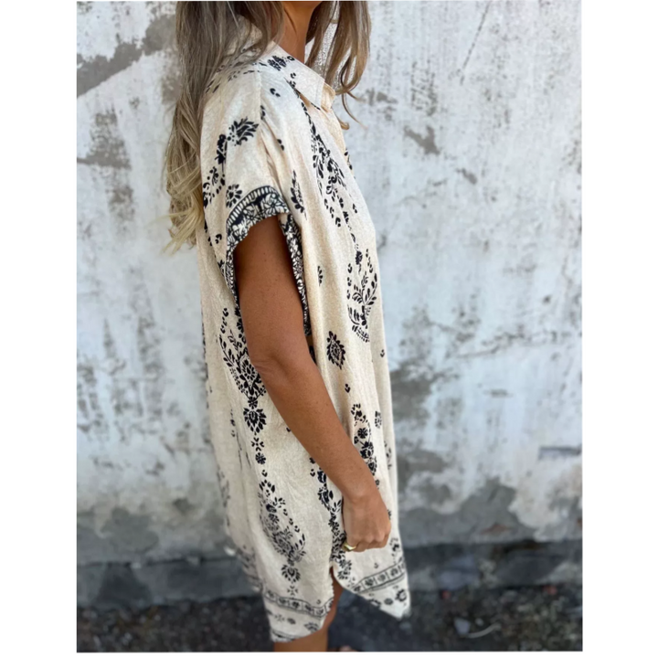 Serava – robe en coton-lin à col V