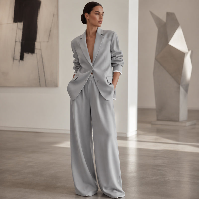 Reniva – Ensemble blazer et pantalon à jambes larges