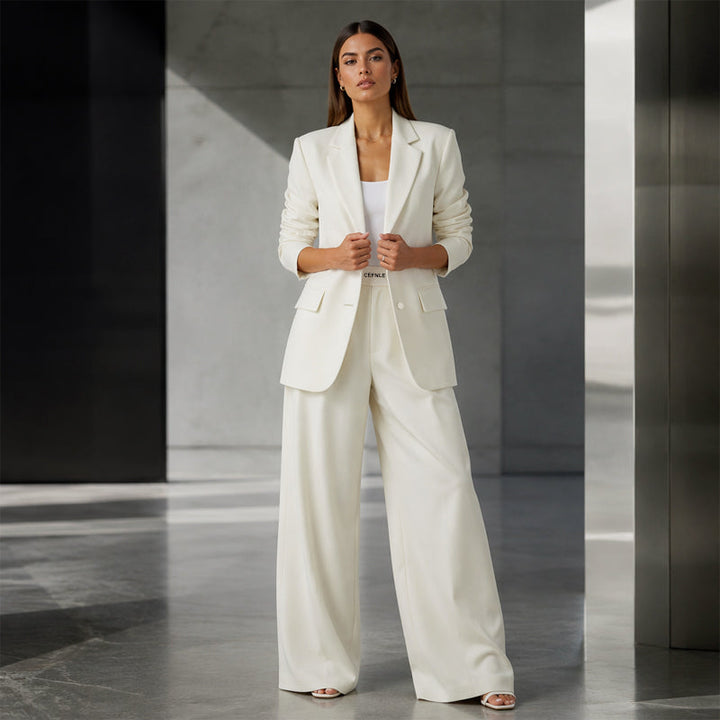 Reniva – Ensemble blazer et pantalon à jambes larges