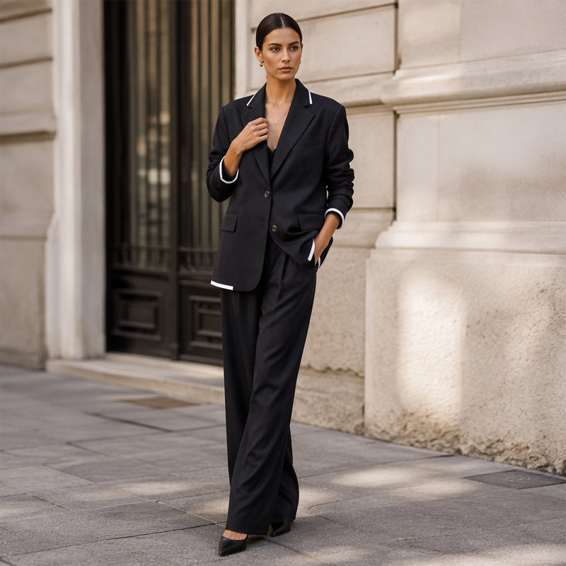 Reniva – Ensemble blazer et pantalon à jambes larges