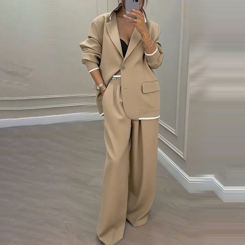 Reniva – Ensemble blazer et pantalon à jambes larges