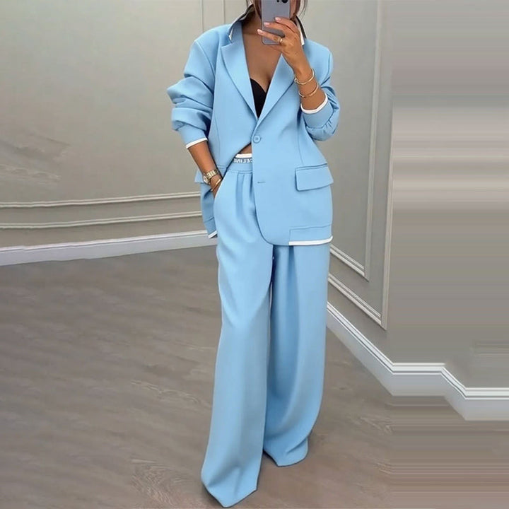 Reniva – Ensemble blazer et pantalon à jambes larges
