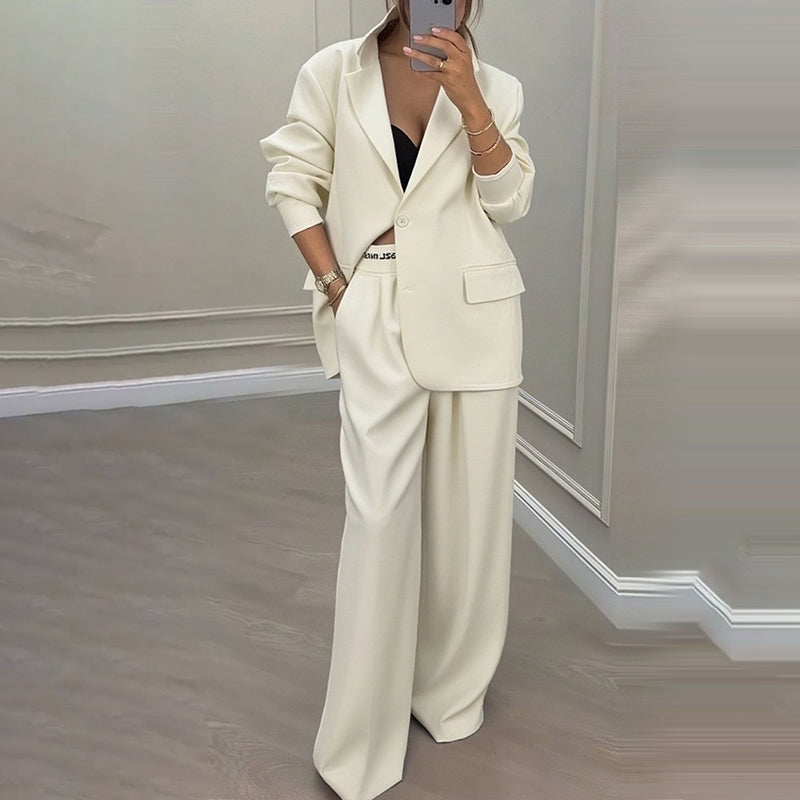 Reniva – Ensemble blazer et pantalon à jambes larges