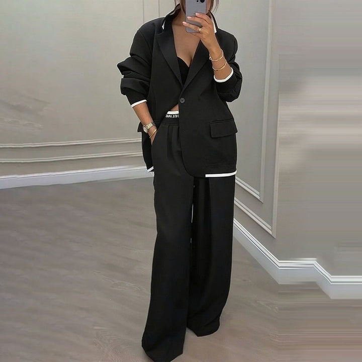 Reniva – Ensemble blazer et pantalon à jambes larges