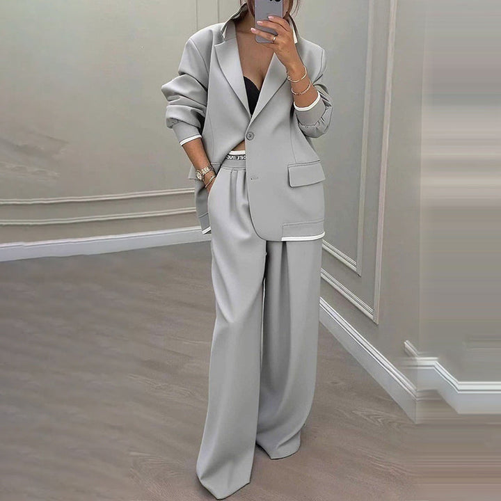 Reniva – Ensemble blazer et pantalon à jambes larges