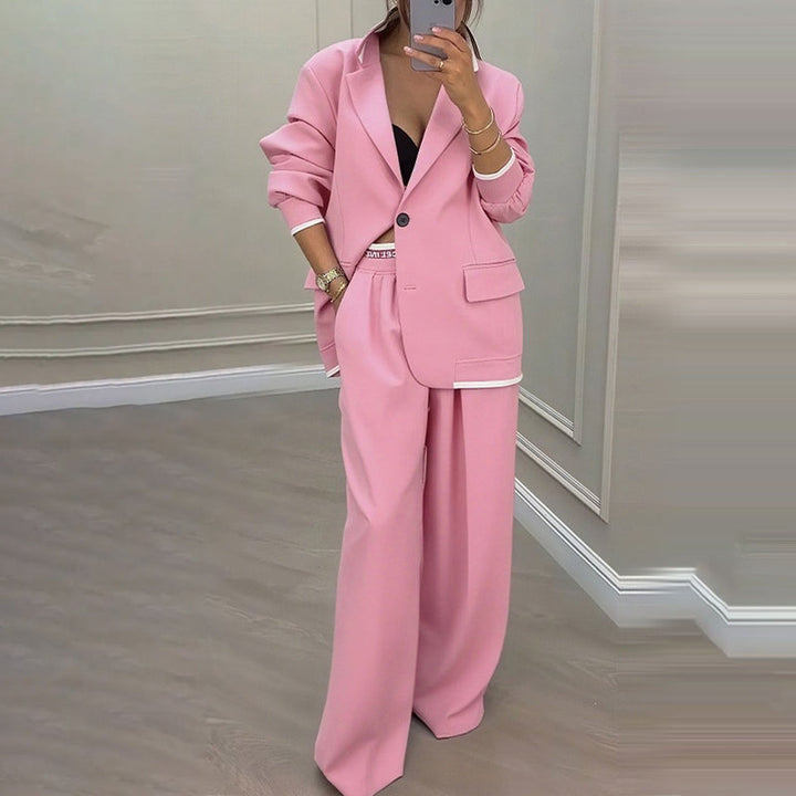 Reniva – Ensemble blazer et pantalon à jambes larges