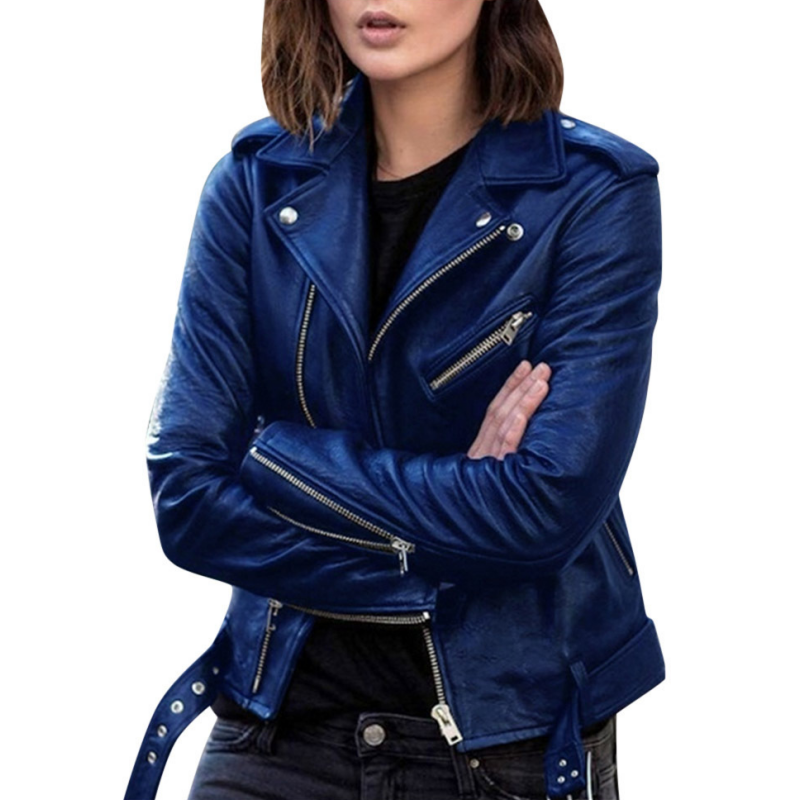 Avenya – veste de moto asymétrique à fermeture zippée enduite