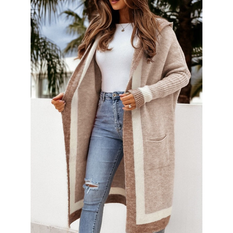 Avenli – cardigan à capuche en tricot à blocs de couleur