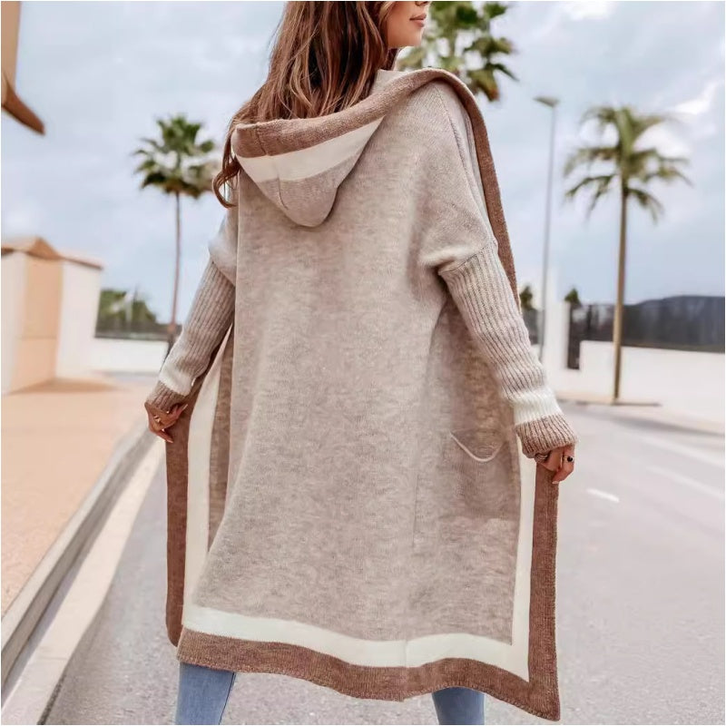 Avenli – cardigan à capuche en tricot à blocs de couleur