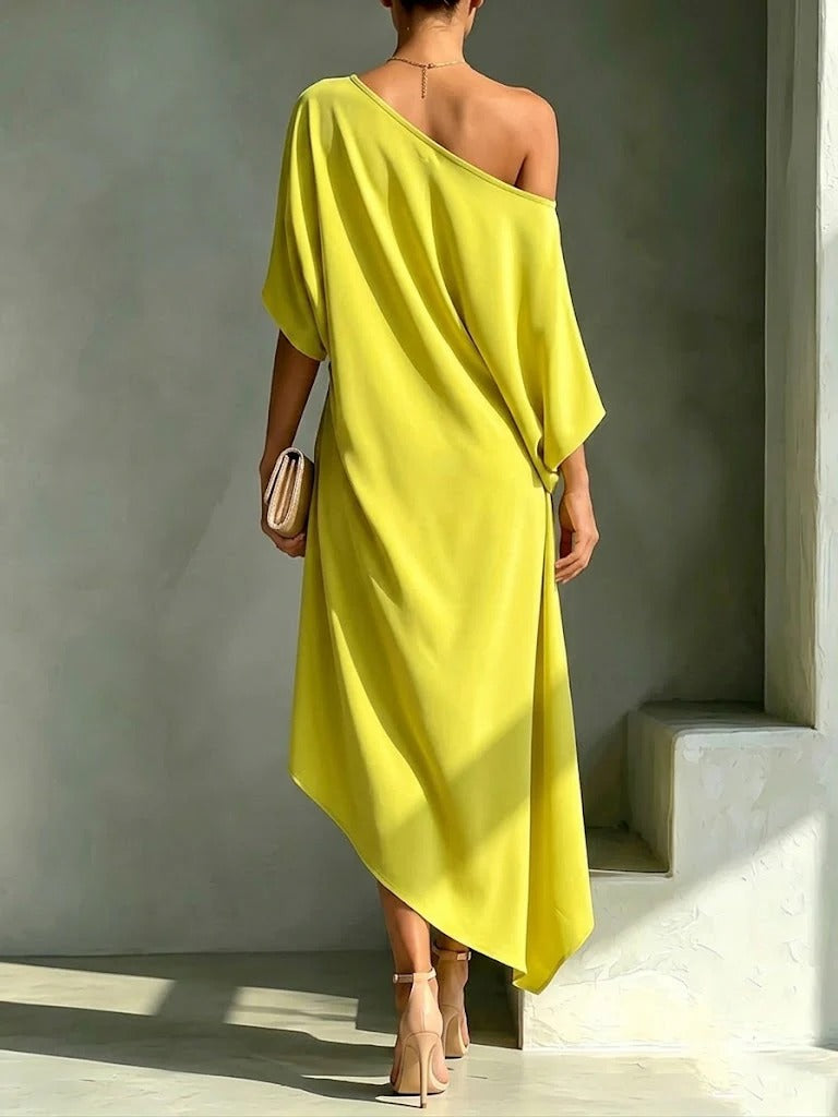 Mireva – robe en mélange de coton à une épaule dénudée