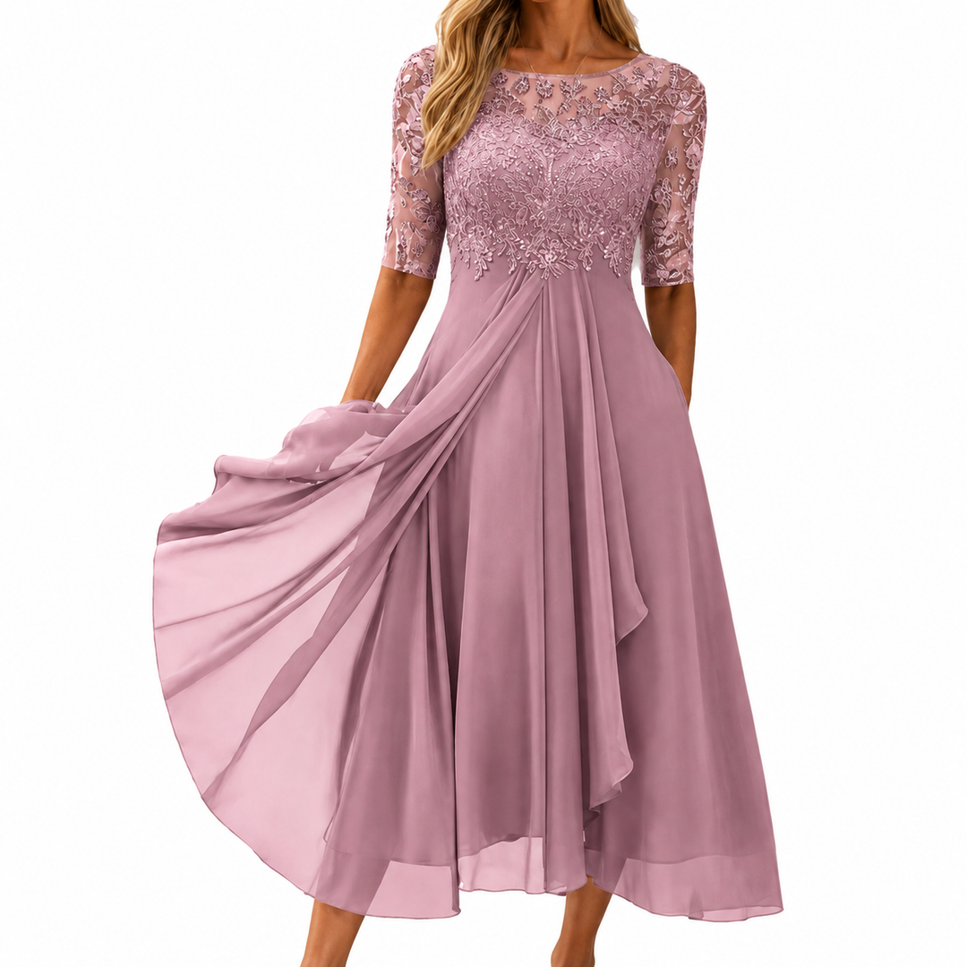 Soreli – Robe en mousseline à haut en dentelle